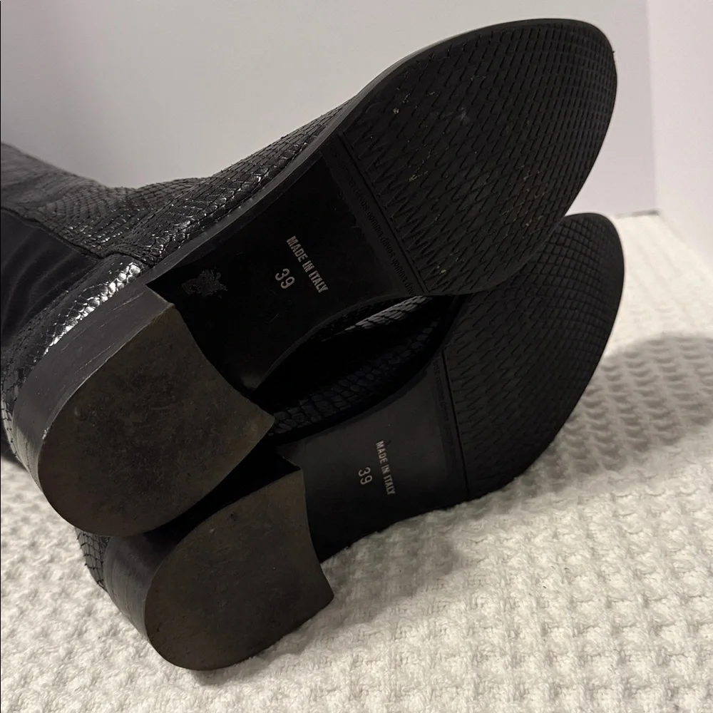 Vince Camuto Black Over-the-Knee Snake-Embossed Boots